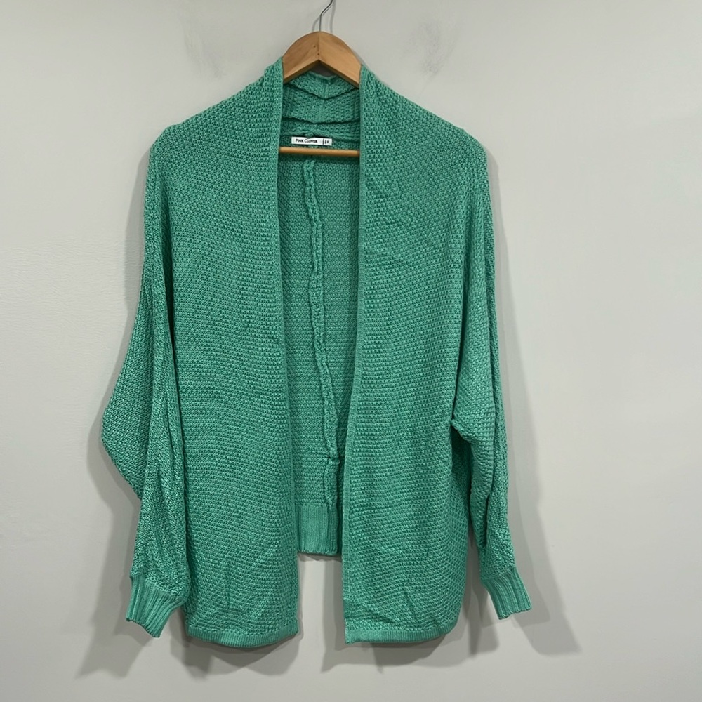 Pink Clover Green Long Sleeve Open Front  Knit Cardigan M NWOT